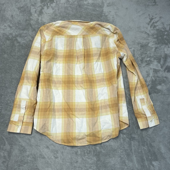 Weatherproof Women's L Plaid Blouse Yellow Cotton Blend e0388 - Picture 8 of 9